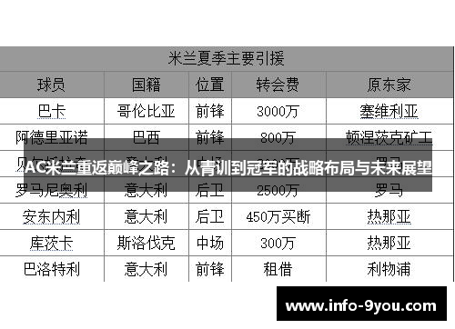 AC米兰重返巅峰之路：从青训到冠军的战略布局与未来展望